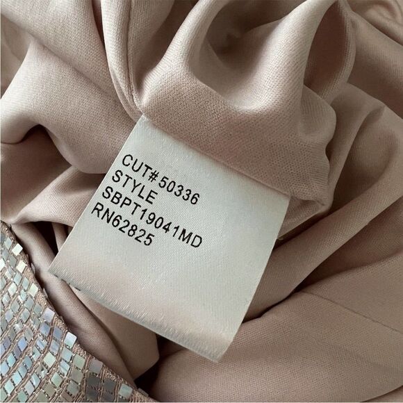 NWT SHO BY TADASHI SHOJI Blush Metallic Halter Midi Dress Iridescent Sequin Sz.S - Picture 6 of 9